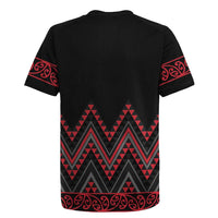 Red Aotearoa Mangopare Kowhaiwhai and Niho Taniwha Rugby Jersey Maori New Zealand LT14 - Polynesian Pride