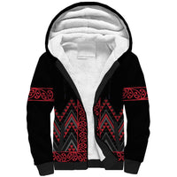 Red Aotearoa Mangopare Kowhaiwhai and Niho Taniwha Sherpa Hoodie Maori New Zealand LT14 Unisex Red - Polynesian Pride