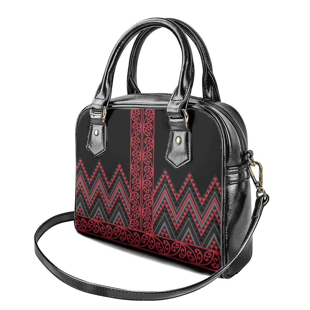 Red Aotearoa Mangopare Kowhaiwhai and Niho Taniwha Shoulder Handbag Maori New Zealand LT14 - Polynesian Pride
