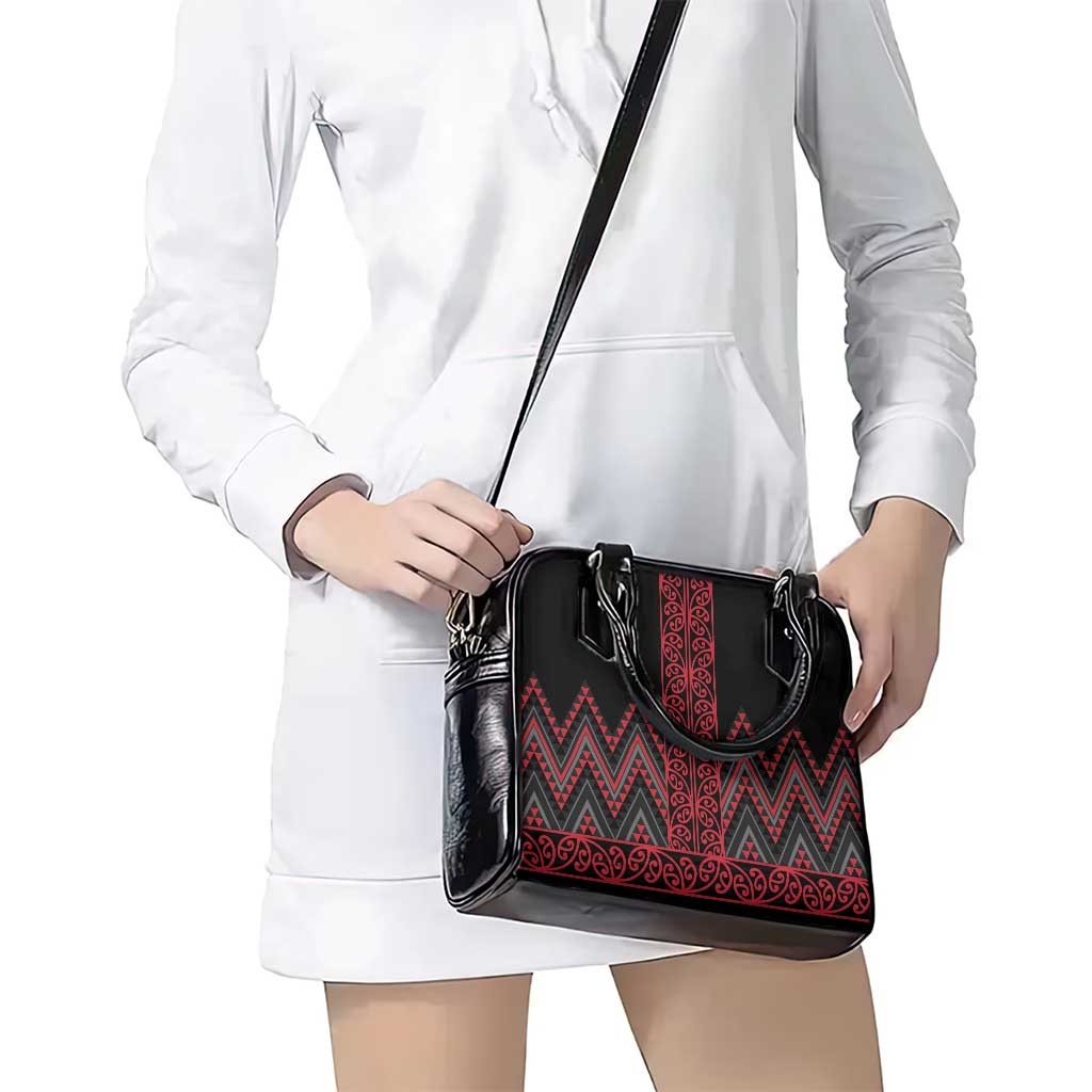 Red Aotearoa Mangopare Kowhaiwhai and Niho Taniwha Shoulder Handbag Maori New Zealand LT14 - Polynesian Pride