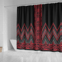 Red Aotearoa Mangopare Kowhaiwhai and Niho Taniwha Shower Curtain Maori New Zealand LT14 - Polynesian Pride