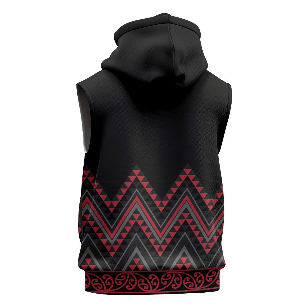 Red Aotearoa Mangopare Kowhaiwhai Niho Taniwha Sleeveless Hoodie Maori New Zealand LT14 - Polynesian Pride