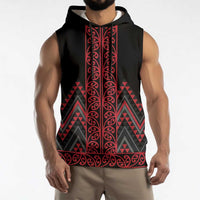 Red Aotearoa Mangopare Kowhaiwhai Niho Taniwha Sleeveless Hoodie Maori New Zealand LT14 - Polynesian Pride