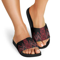 Red Aotearoa Mangopare Kowhaiwhai Niho Taniwha Slide Sandals Maori New Zealand LT14 - Polynesian Pride