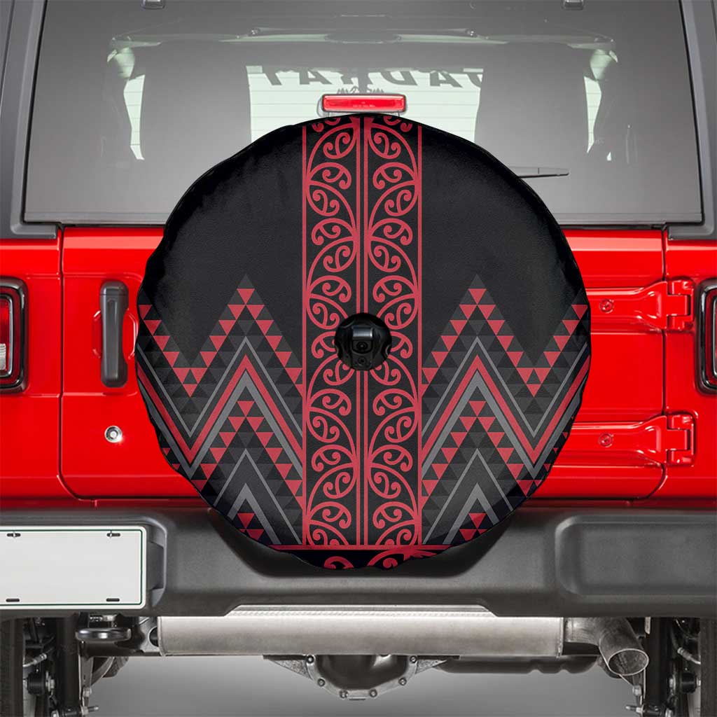 Red Aotearoa Mangopare Kowhaiwhai and Niho Taniwha Spare Tire Cover Maori New Zealand LT14 - Polynesian Pride