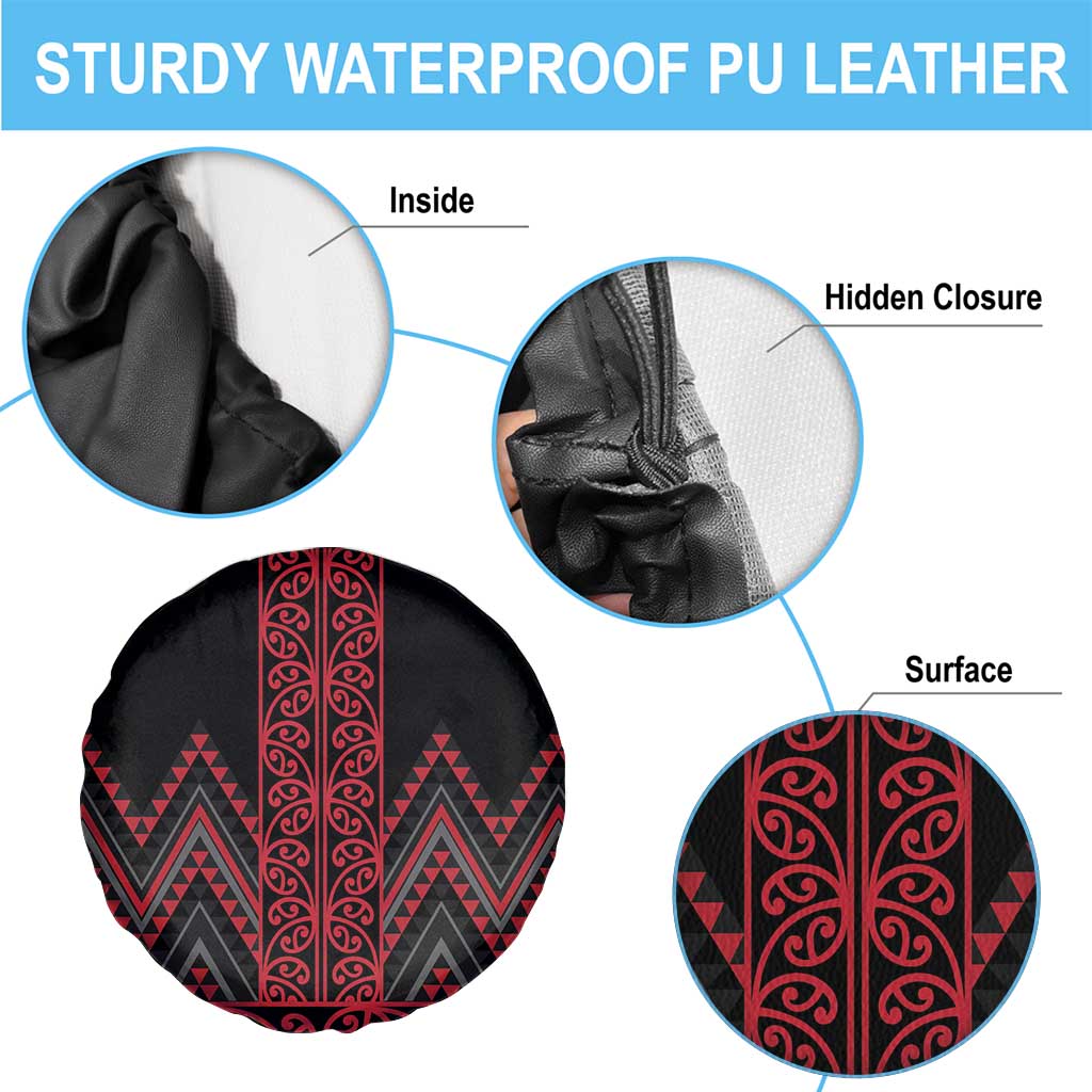 Red Aotearoa Mangopare Kowhaiwhai and Niho Taniwha Spare Tire Cover Maori New Zealand LT14 - Polynesian Pride