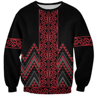 Red Aotearoa Mangopare Kowhaiwhai and Niho Taniwha Sweatshirt Maori New Zealand LT14 Unisex Red - Polynesian Pride