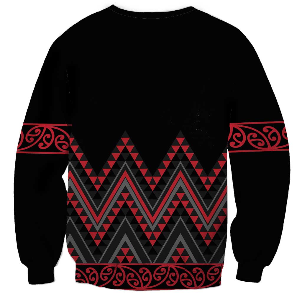 Red Aotearoa Mangopare Kowhaiwhai and Niho Taniwha Sweatshirt Maori New Zealand LT14 - Polynesian Pride