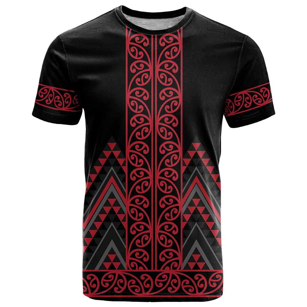 Red Aotearoa Mangopare Kowhaiwhai and Niho Taniwha T Shirt Maori New Zealand LT14 Red - Polynesian Pride