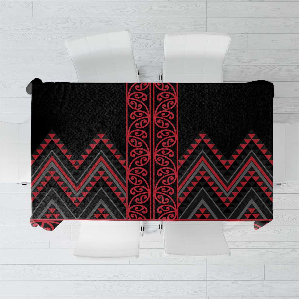 Red Aotearoa Mangopare Kowhaiwhai and Niho Taniwha Tablecloth Maori New Zealand LT14 Red - Polynesian Pride