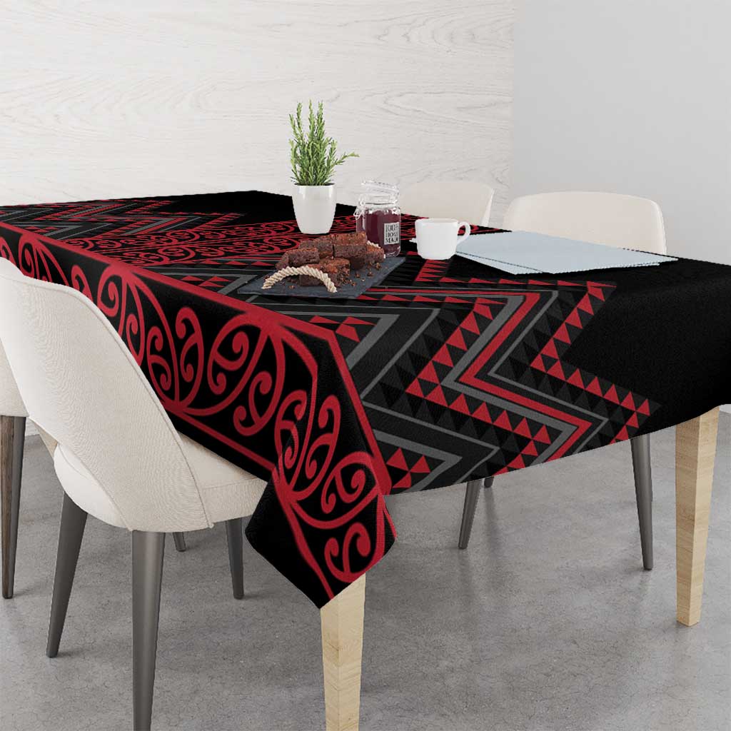 Red Aotearoa Mangopare Kowhaiwhai and Niho Taniwha Tablecloth Maori New Zealand LT14 - Polynesian Pride