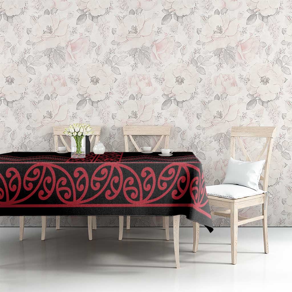 Red Aotearoa Mangopare Kowhaiwhai and Niho Taniwha Tablecloth Maori New Zealand LT14 - Polynesian Pride