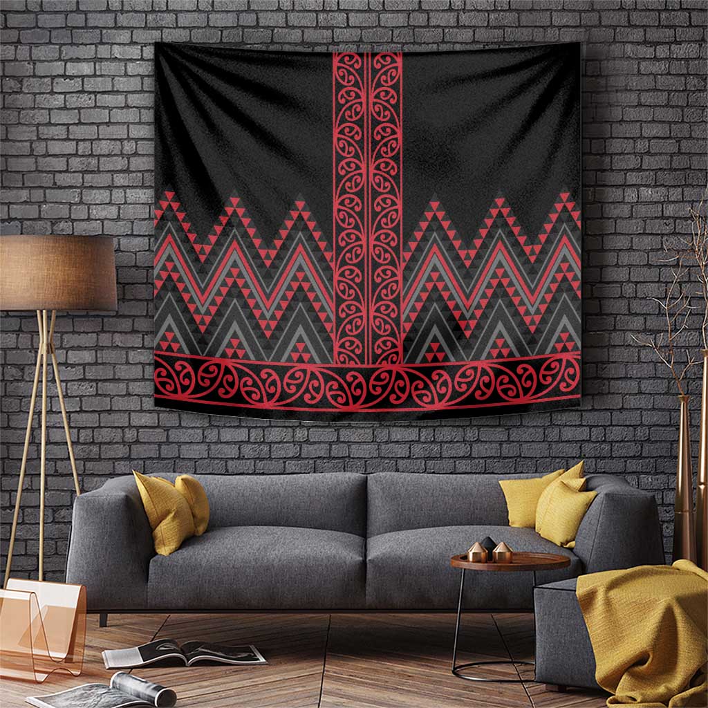 Red Aotearoa Mangopare Kowhaiwhai and Niho Taniwha Tapestry Maori New Zealand LT14 Red - Polynesian Pride
