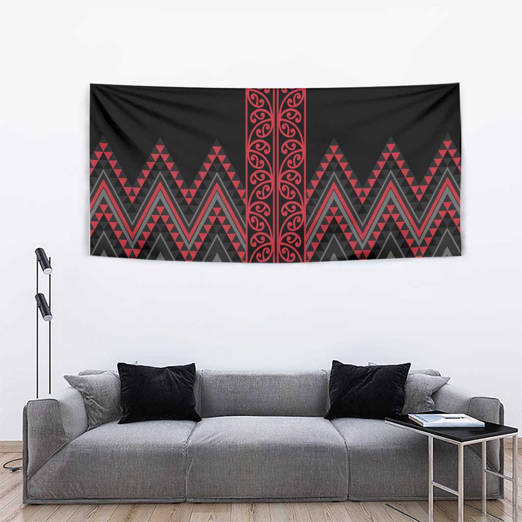Red Aotearoa Mangopare Kowhaiwhai and Niho Taniwha Tapestry Maori New Zealand LT14 - Polynesian Pride