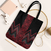 Red Aotearoa Mangopare Kowhaiwhai Niho Taniwha Tote Bag Maori New Zealand LT14 Black Strap One Size Red - Polynesian Pride