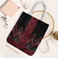 Red Aotearoa Mangopare Kowhaiwhai Niho Taniwha Tote Bag Maori New Zealand LT14 White Strap One Size Red - Polynesian Pride
