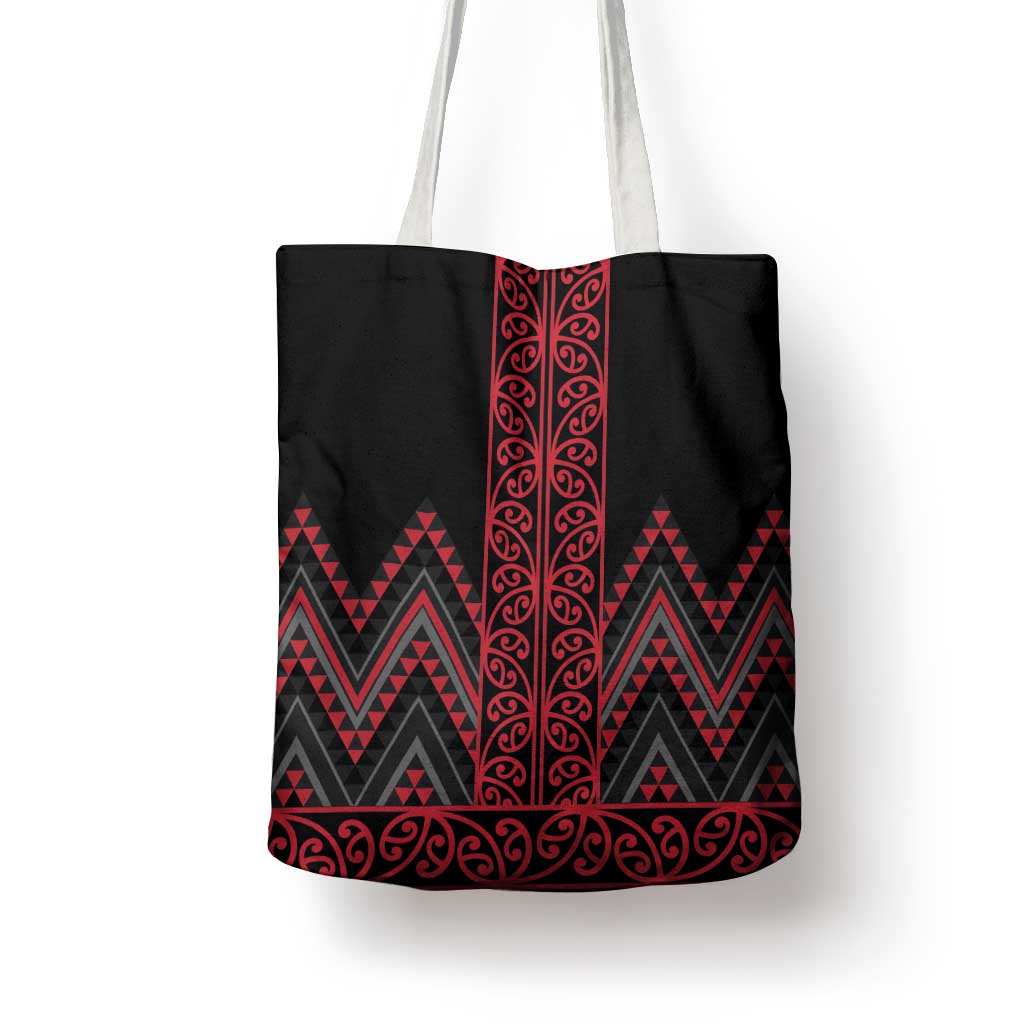 Red Aotearoa Mangopare Kowhaiwhai Niho Taniwha Tote Bag Maori New Zealand LT14 - Polynesian Pride