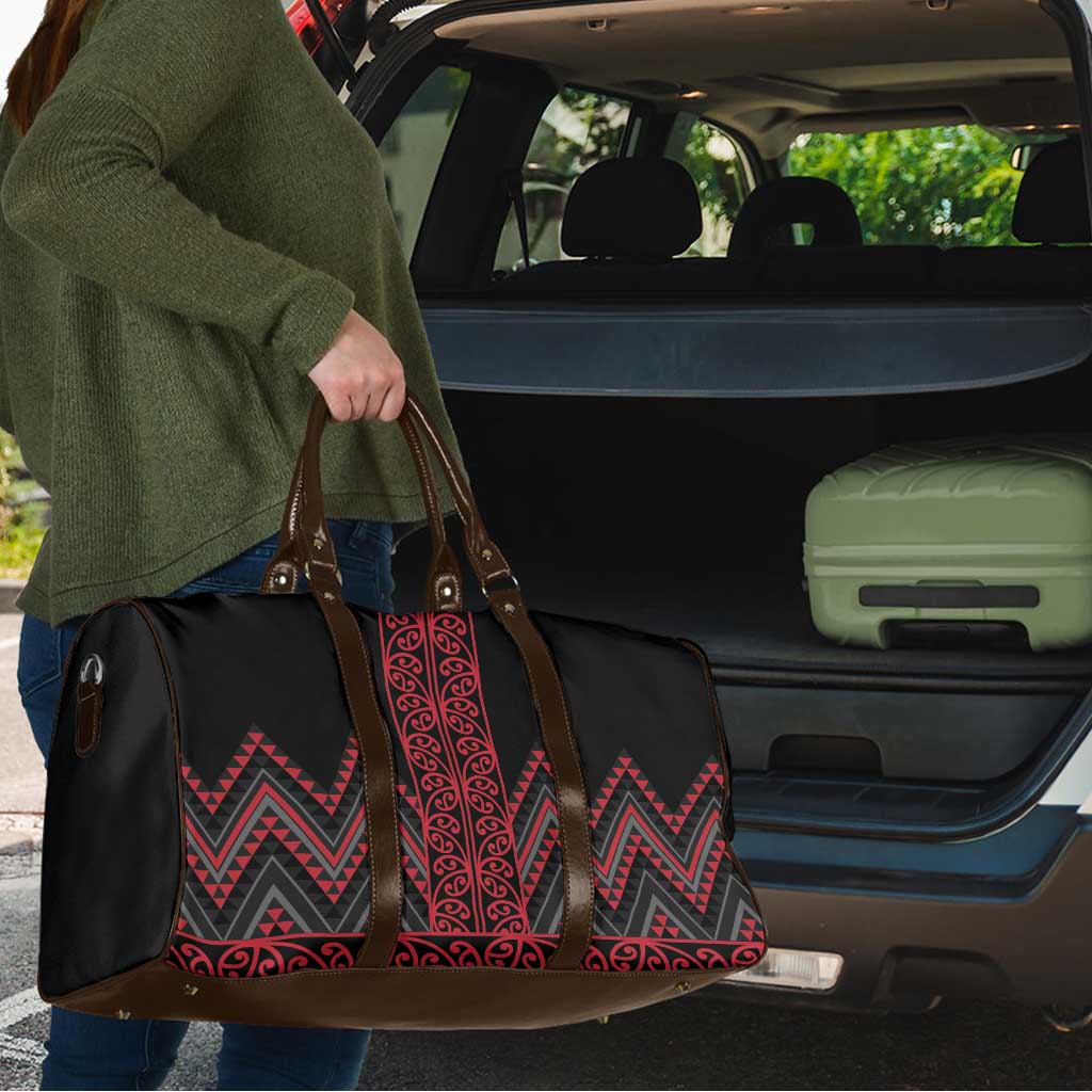 Red Aotearoa Mangopare Kowhaiwhai Niho Taniwha Travel Bag Maori New Zealand LT14 - Polynesian Pride