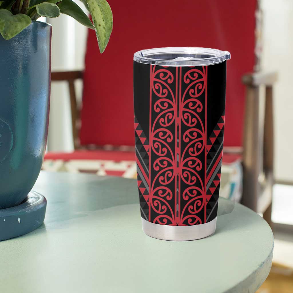 Red Aotearoa Mangopare Kowhaiwhai and Niho Taniwha Tumbler Cup Maori New Zealand LT14 - Polynesian Pride