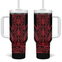 Red Aotearoa Mangopare Kowhaiwhai and Niho Taniwha Tumbler With Handle Maori New Zealand LT14 One Size: 40 oz Red - Polynesian Pride
