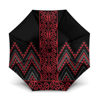 Red Aotearoa Mangopare Kowhaiwhai Niho Taniwha Umbrella Maori New Zealand LT14 One Size Folded 11.42 inch Opened Diameter 37.4 inch Red - Polynesian Pride