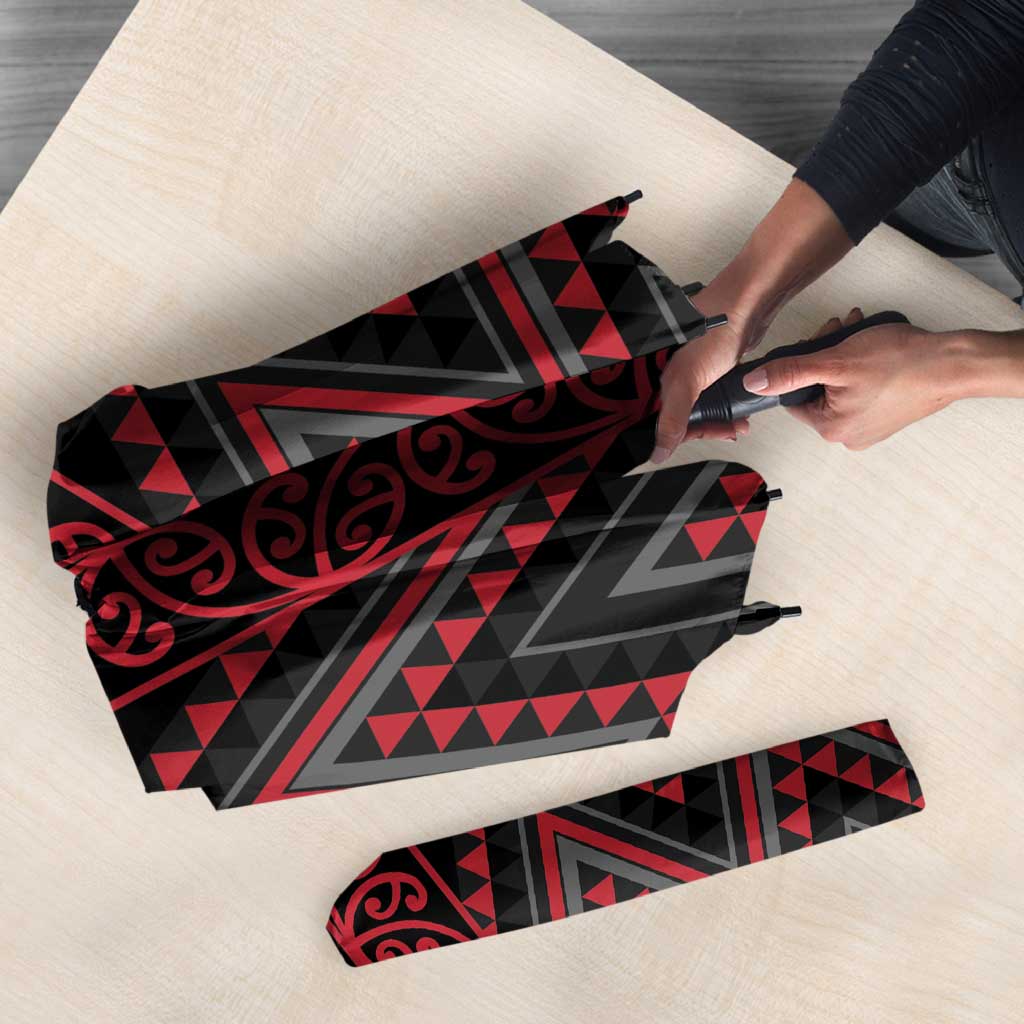 Red Aotearoa Mangopare Kowhaiwhai Niho Taniwha Umbrella Maori New Zealand LT14 - Polynesian Pride