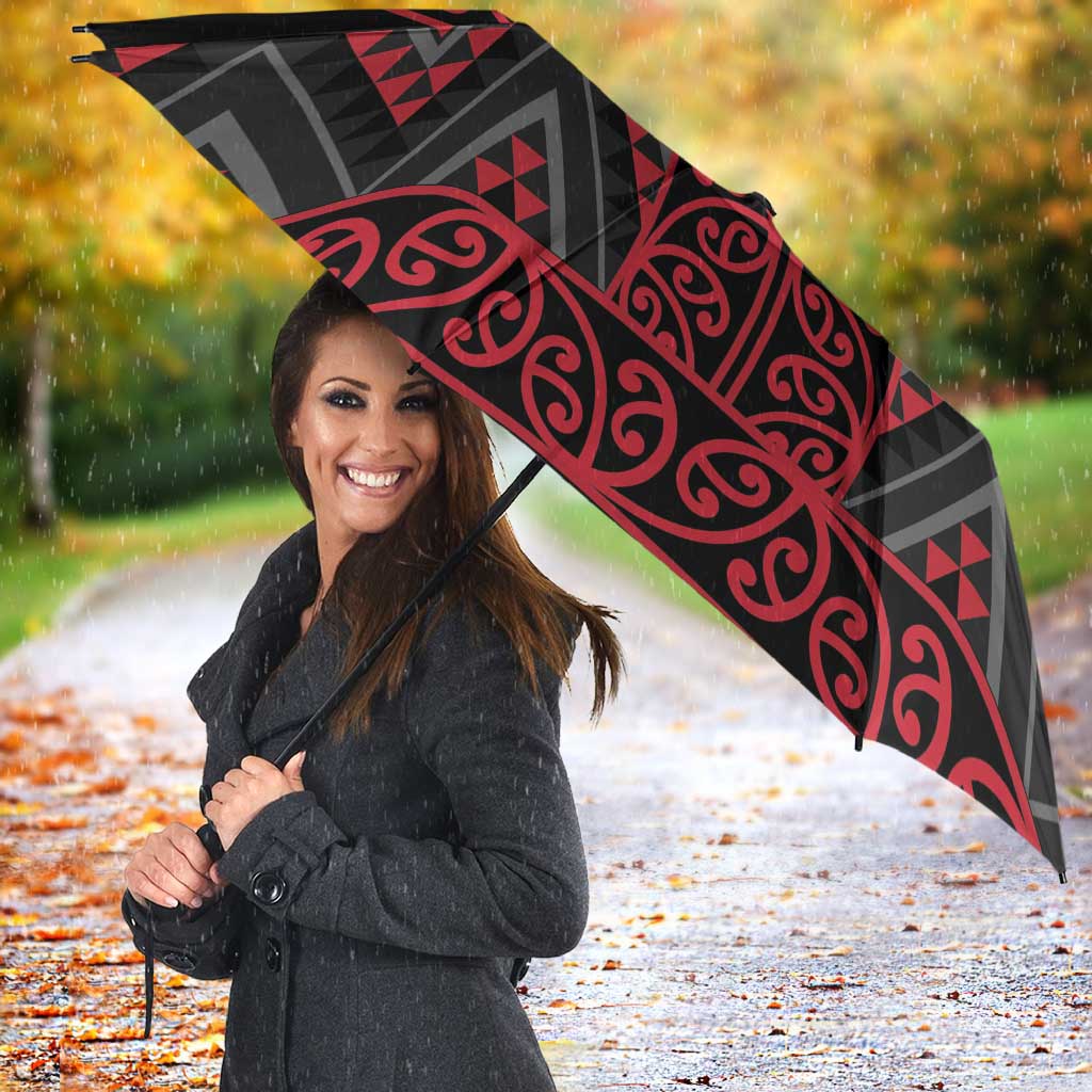 Red Aotearoa Mangopare Kowhaiwhai Niho Taniwha Umbrella Maori New Zealand LT14 - Polynesian Pride