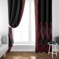 Red Aotearoa Mangopare Kowhaiwhai and Niho Taniwha Window Curtain Maori New Zealand LT14 - Polynesian Pride
