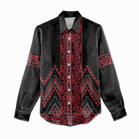 Red Aotearoa Mangopare Kowhaiwhai and Niho Taniwha Women Casual Shirt Maori New Zealand