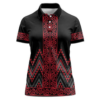 Red Aotearoa Mangopare Kowhaiwhai and Niho Taniwha Women Polo Shirt Maori New Zealand LT14 Female Red - Polynesian Pride
