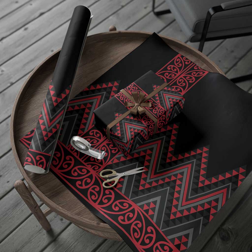 Red Aotearoa Mangopare Kowhaiwhai and Niho Taniwha Wrapping Paper Maori New Zealand LT14 - Polynesian Pride