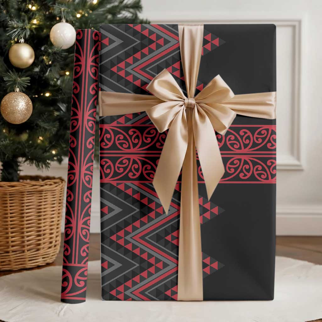 Red Aotearoa Mangopare Kowhaiwhai and Niho Taniwha Wrapping Paper Maori New Zealand LT14 - Polynesian Pride
