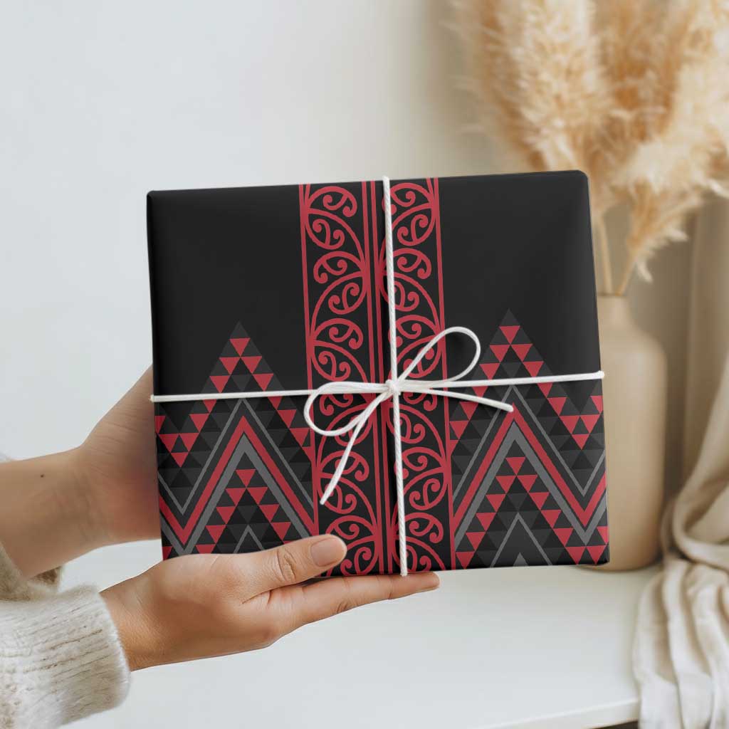 Red Aotearoa Mangopare Kowhaiwhai and Niho Taniwha Wrapping Paper Maori New Zealand LT14 - Polynesian Pride