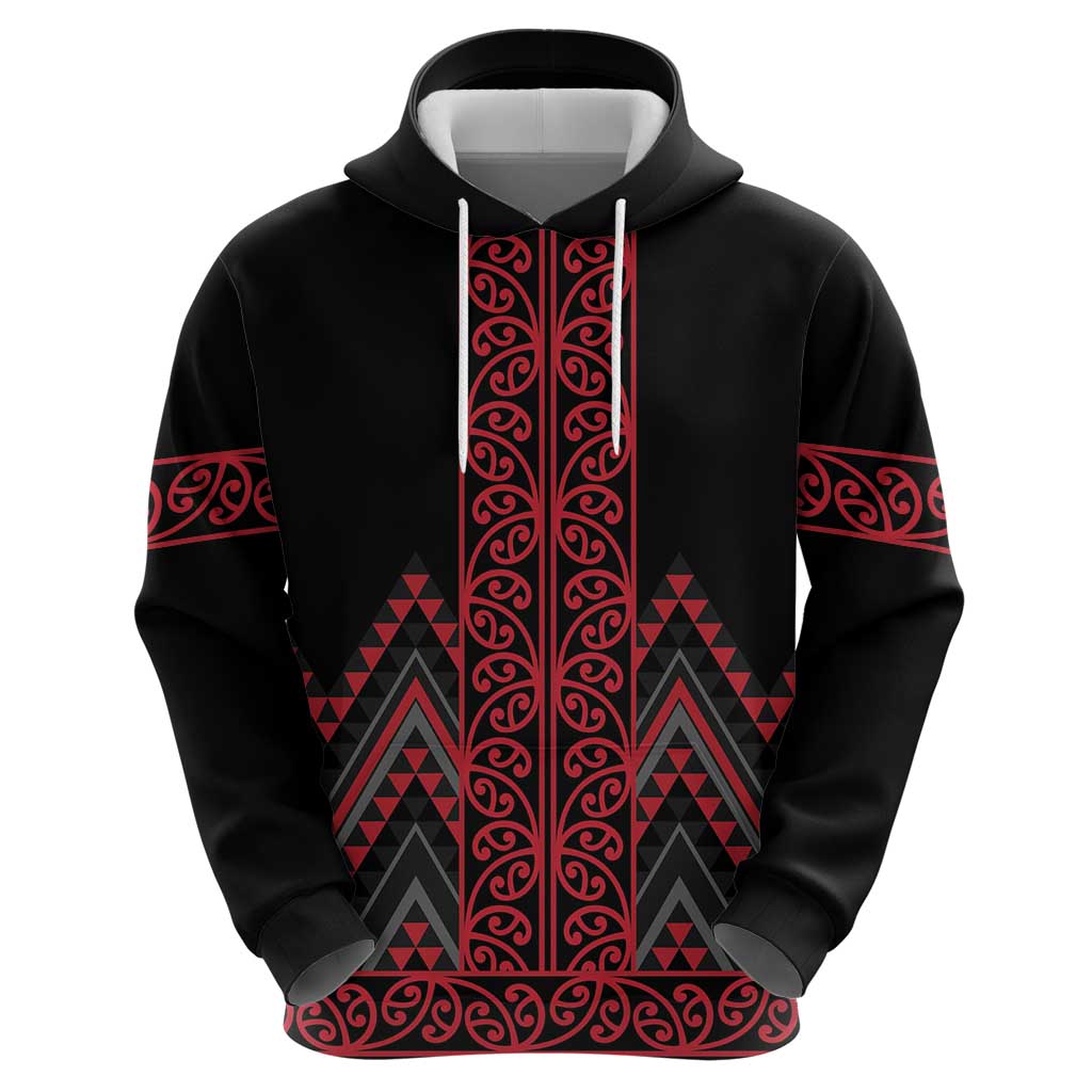 Red Aotearoa Mangopare Kowhaiwhai and Niho Taniwha Zip Hoodie Maori New Zealand LT14 - Polynesian Pride
