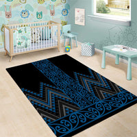 Blue Aotearoa Mangopare Kowhaiwhai and Niho Taniwha Area Rug Maori New Zealand