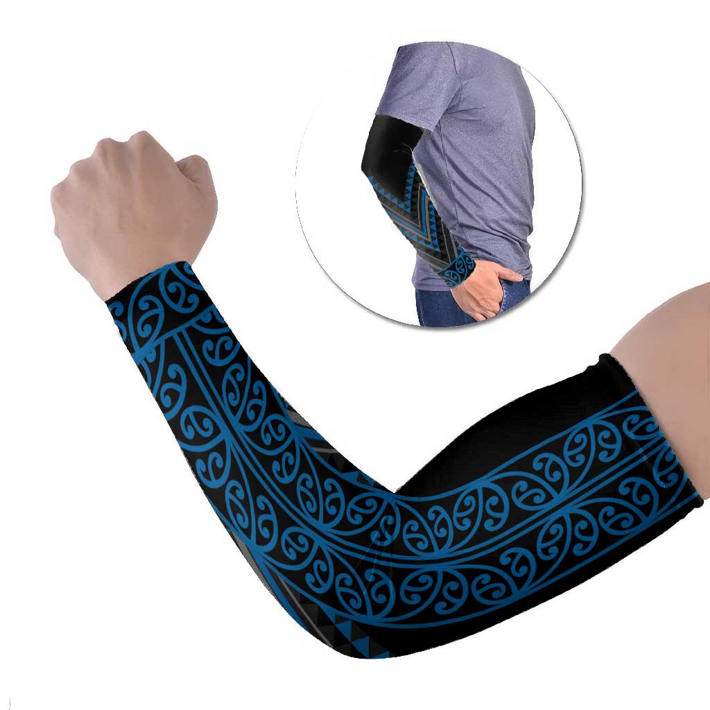 Blue Aotearoa Mangopare Kowhaiwhai Niho Taniwha Arm Sleeves Maori New Zealand - Polynesian Pride