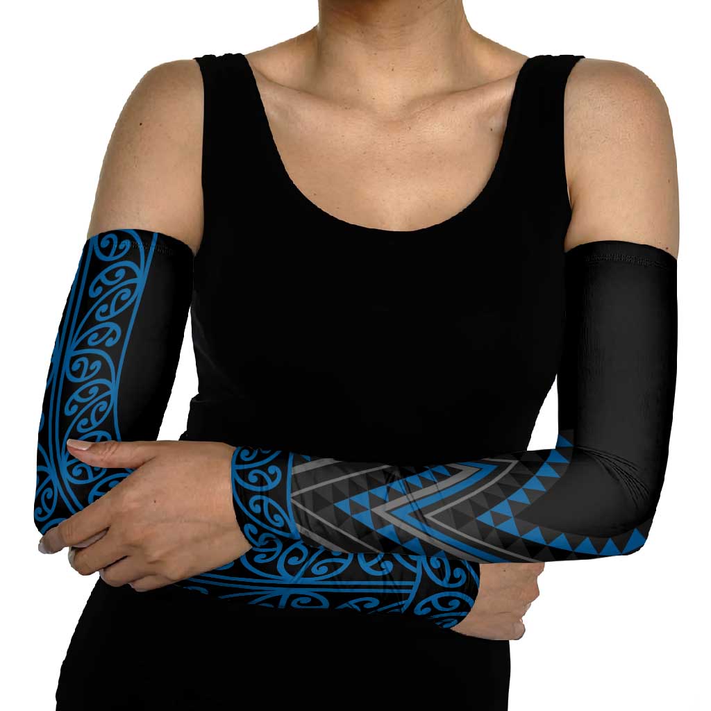 Blue Aotearoa Mangopare Kowhaiwhai Niho Taniwha Arm Sleeves Maori New Zealand LT14 - Polynesian Pride