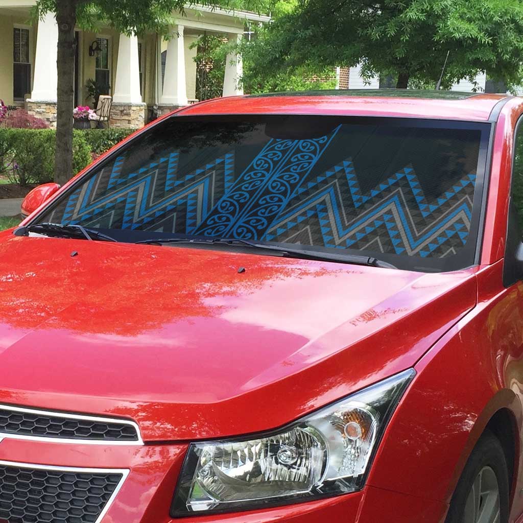 Blue Aotearoa Mangopare Kowhaiwhai Niho Taniwha Auto Sun Shade Maori New Zealand LT14 - Polynesian Pride