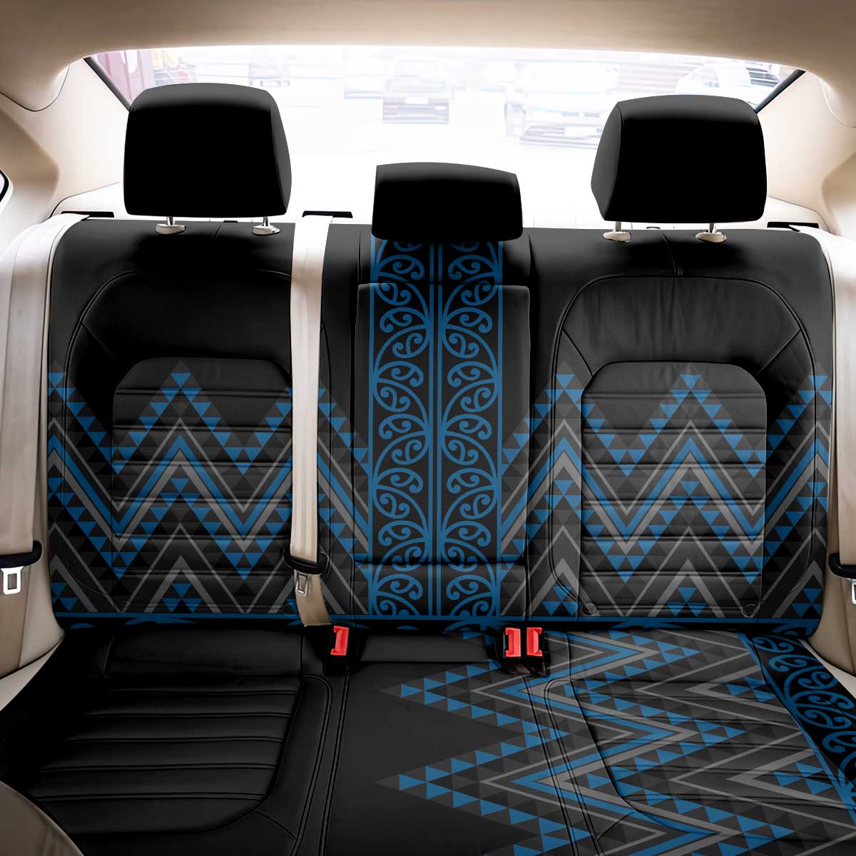 Blue Aotearoa Mangopare Kowhaiwhai and Niho Taniwha Back Car Seat Cover Maori New Zealand LT14 - Polynesian Pride