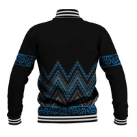 Blue Aotearoa Mangopare Kowhaiwhai and Niho Taniwha Baseball Jacket Maori New Zealand LT14 - Polynesian Pride