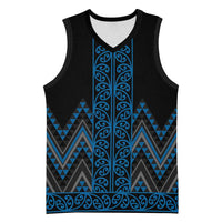 Blue Aotearoa Mangopare Kowhaiwhai Niho Taniwha Basketball Jersey Maori New Zealand LT14 Unisex Blue - Polynesian Pride