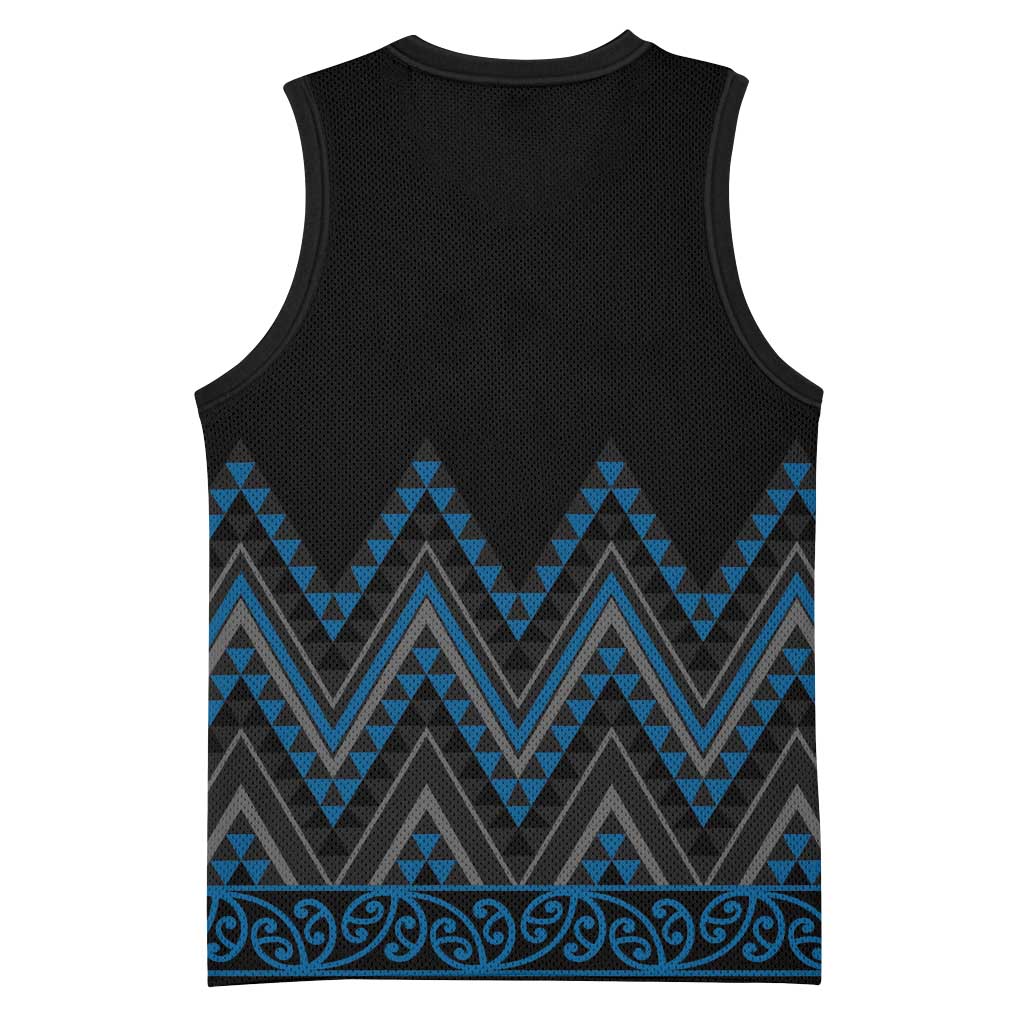 Blue Aotearoa Mangopare Kowhaiwhai Niho Taniwha Basketball Jersey Maori New Zealand LT14 - Polynesian Pride