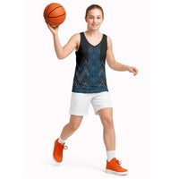 Blue Aotearoa Mangopare Kowhaiwhai Niho Taniwha Basketball Jersey Maori New Zealand LT14 - Polynesian Pride