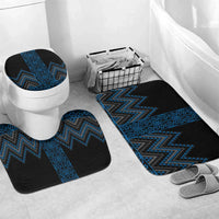 Blue Aotearoa Mangopare Kowhaiwhai Niho Taniwha Bathroom Set Maori New Zealand LT14 Mat Set Only (3 pcs) One Size Blue - Polynesian Pride