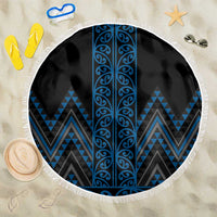 Blue Aotearoa Mangopare Kowhaiwhai and Niho Taniwha Beach Blanket Maori New Zealand LT14 One Size 150cm Blue - Polynesian Pride