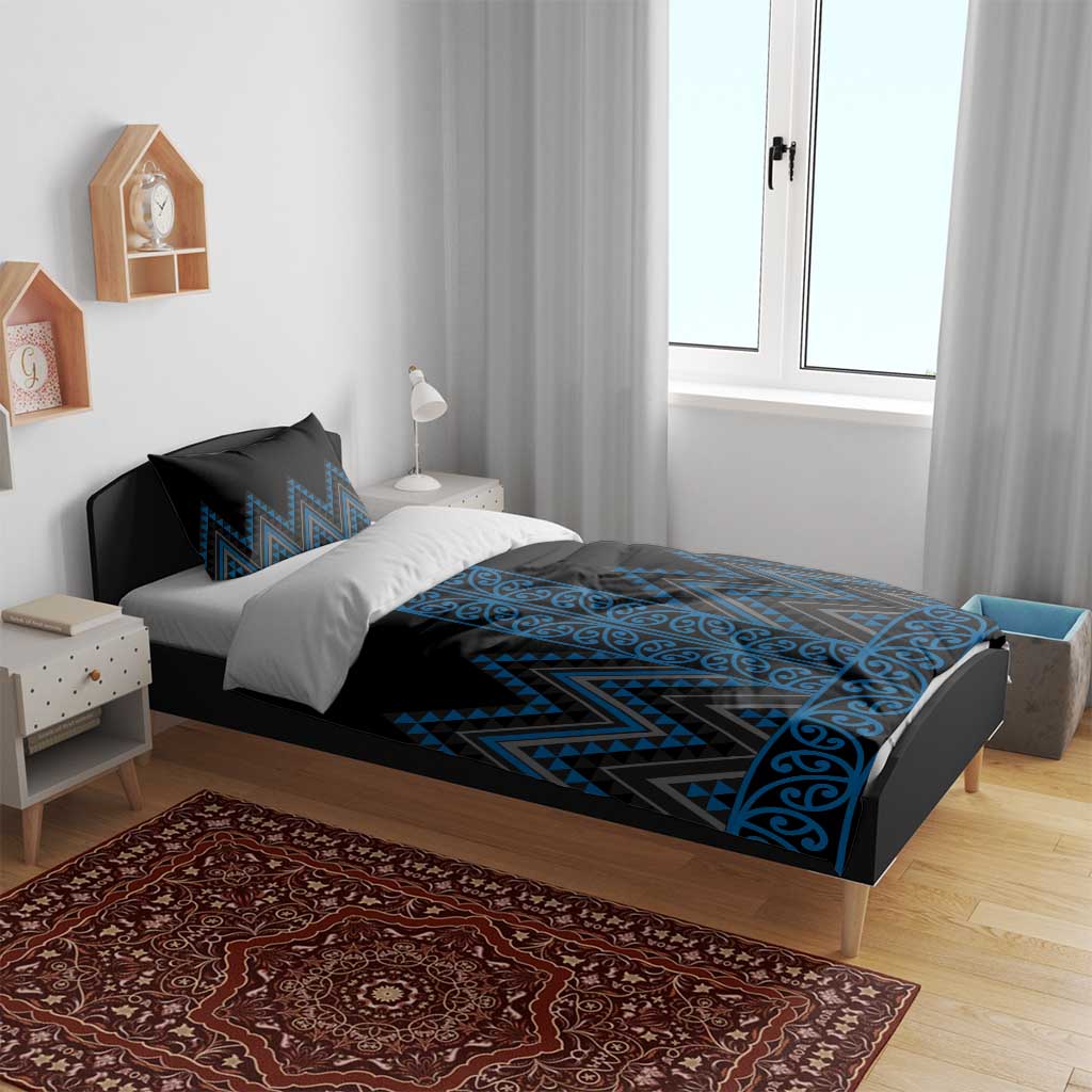 Blue Aotearoa Mangopare Kowhaiwhai and Niho Taniwha Bedding Set Maori New Zealand LT14 - Polynesian Pride