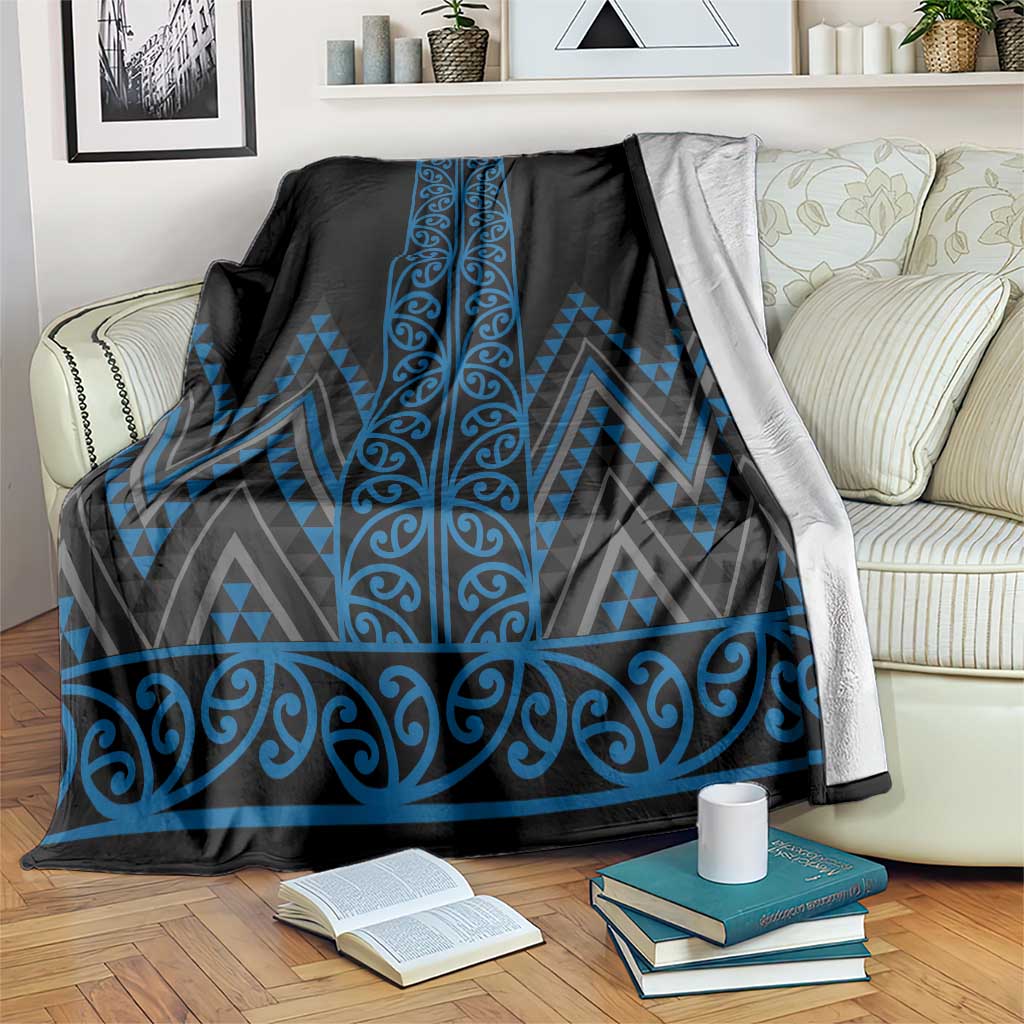 Blue Aotearoa Mangopare Kowhaiwhai and Niho Taniwha Blanket Maori New Zealand LT14 Blue - Polynesian Pride
