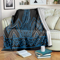Blue Aotearoa Mangopare Kowhaiwhai and Niho Taniwha Blanket Maori New Zealand LT14 Blue - Polynesian Pride