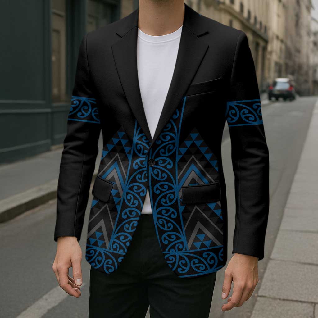 Blue Aotearoa Mangopare Kowhaiwhai Niho Taniwha Blazer Maori New Zealand LT14 - Polynesian Pride