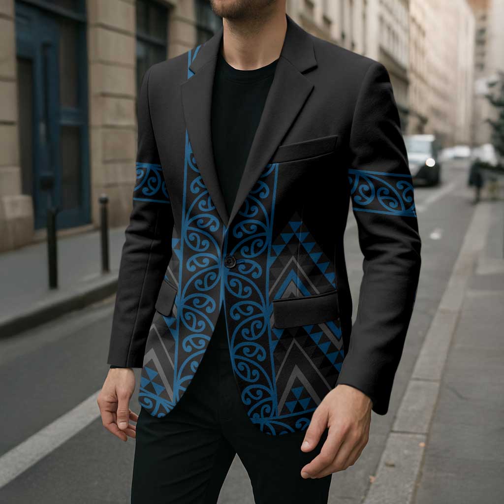 Blue Aotearoa Mangopare Kowhaiwhai Niho Taniwha Blazer Maori New Zealand LT14 - Polynesian Pride